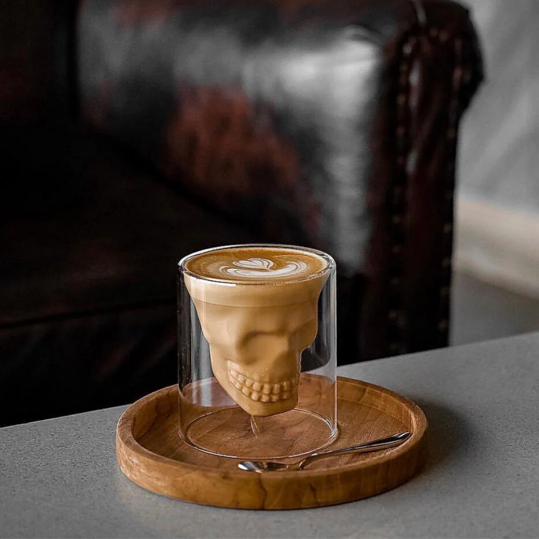 Skull Double Wall Glass Cup - Image 5